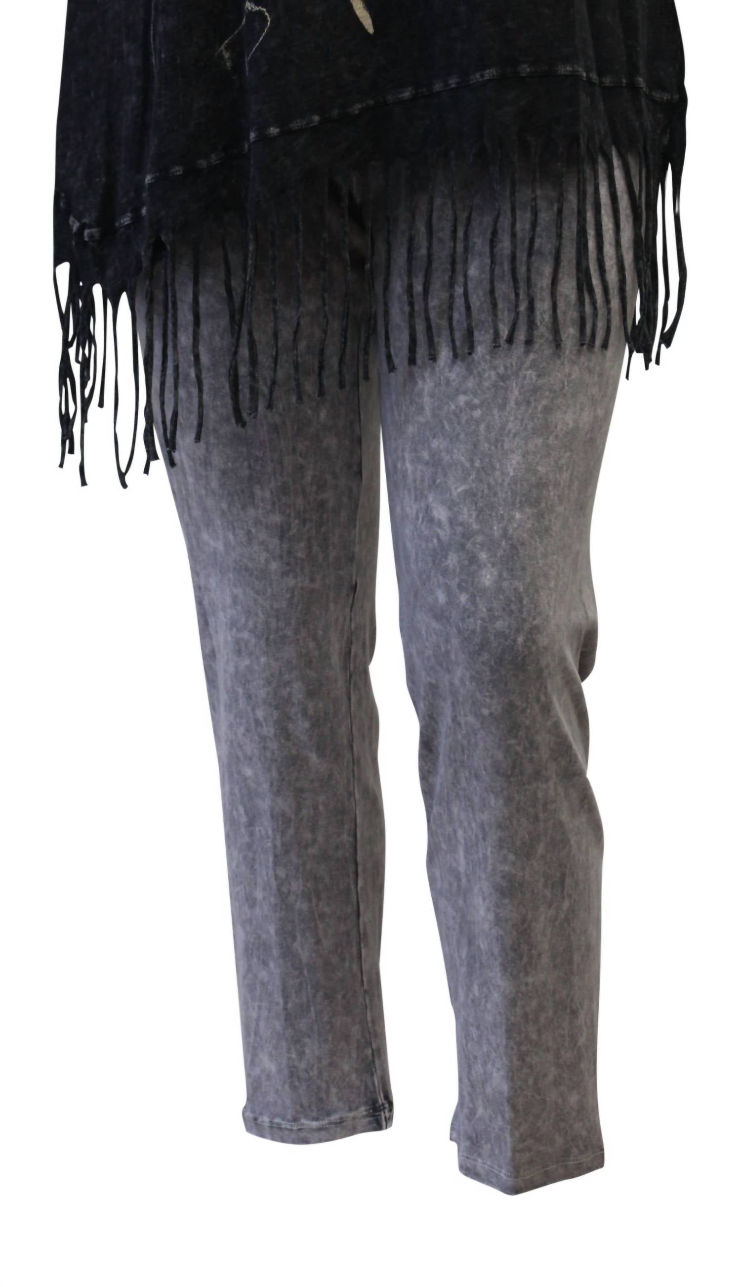 Jess & Jane Women's Mineral Washed Ankle Legging Pant in midnight - women's pants - detail view