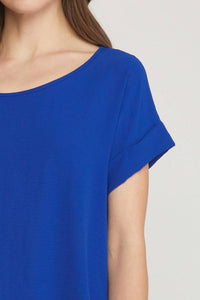 entro Scoop Neck Short Sleeve Top in blue - women's t-shirt - view 5