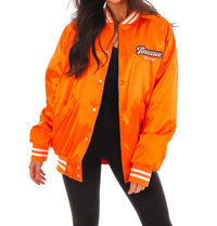 LivyLu Vols Embroidered Satin Jacket in orange - women's jacket
