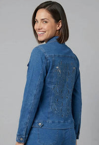 Ethyl - Laser Cut Floral Denim Jacket