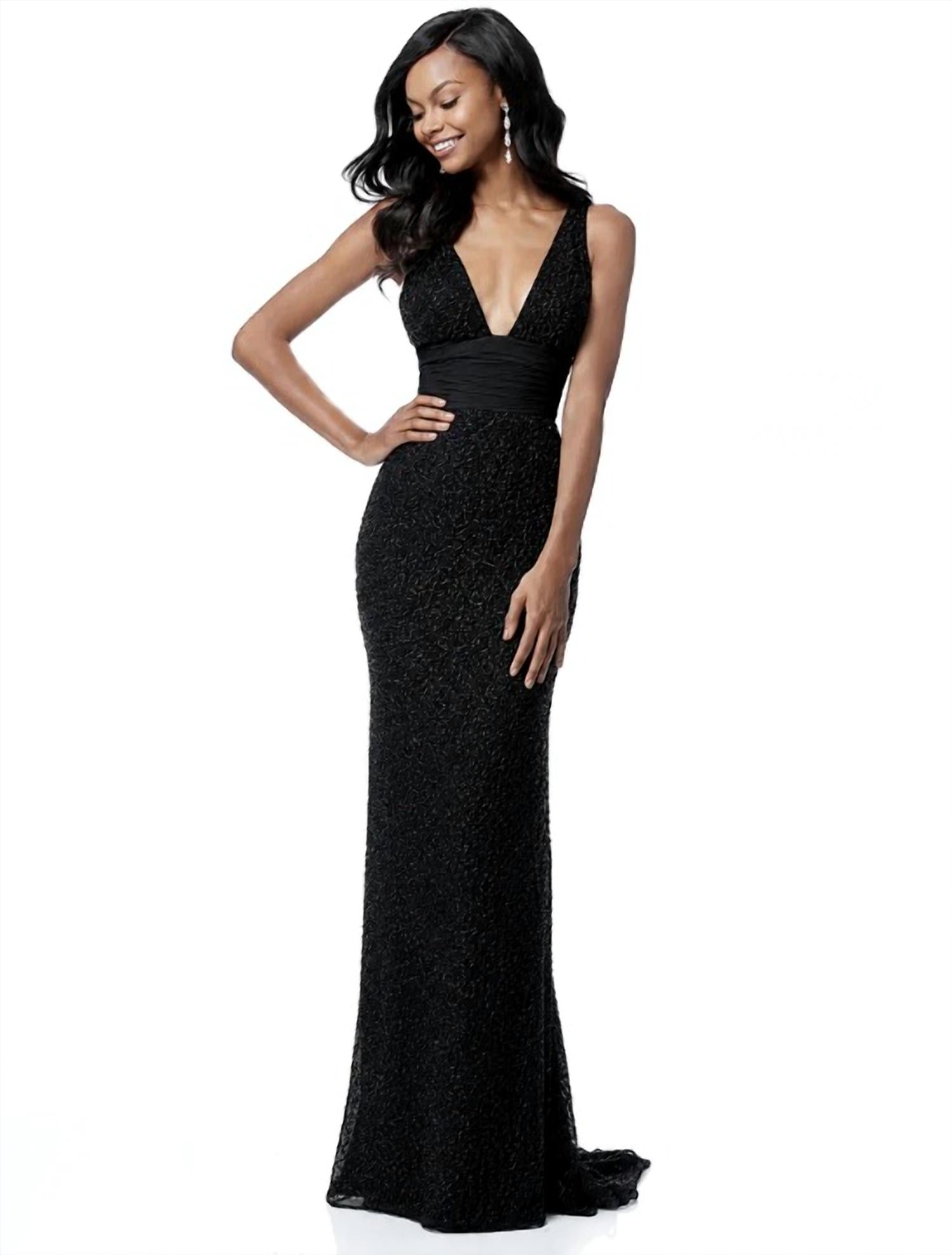 Sherri Hill - Beaded V-neck Gown