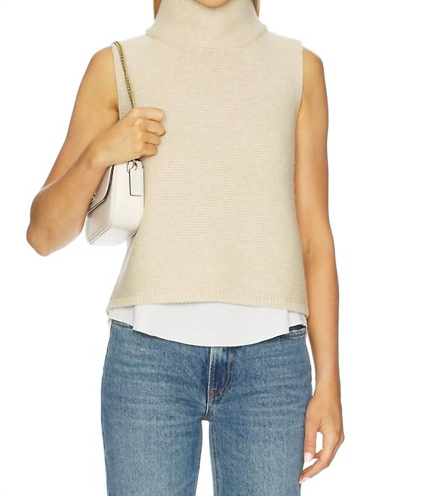 Brochu Walker Aimee Looker Pullover Top in bisque melange with white - women's jacket