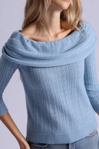 Minnie Rose - Cashmere Pointelle Off Shoulder Top