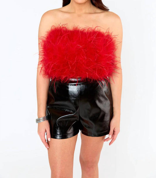 Buddylove - Fancy Strapless Feather Crop Top