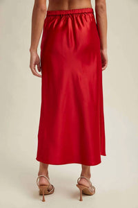 Wishlist - Berry Basic Satin Midi Skirt