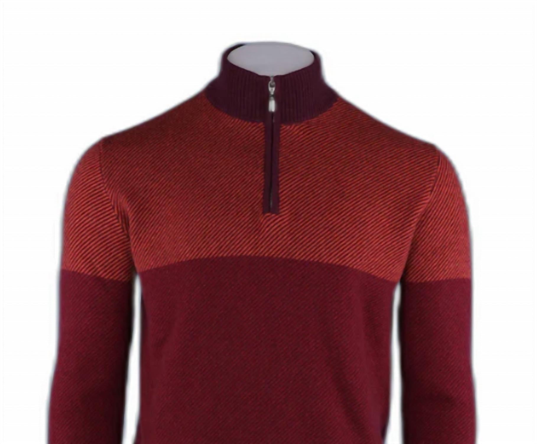 Pashmere - Men's Pure Cashmere Angled Half Zip Sweater