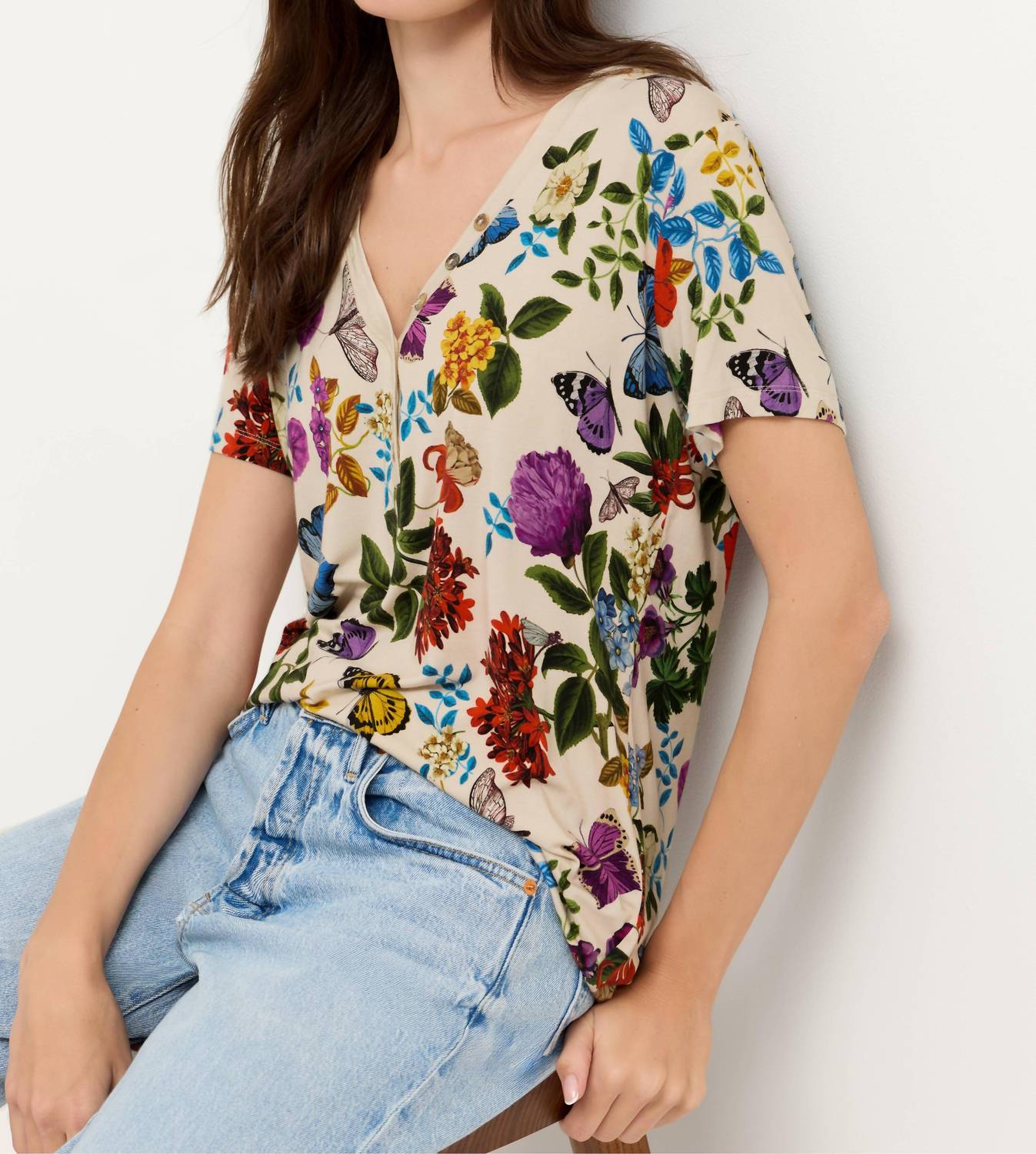 Johnny Was - Janie Short Sleeve Henley Tee