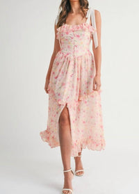 Mable - Women's Sweet & Sunny Floral Printed Midi Dress