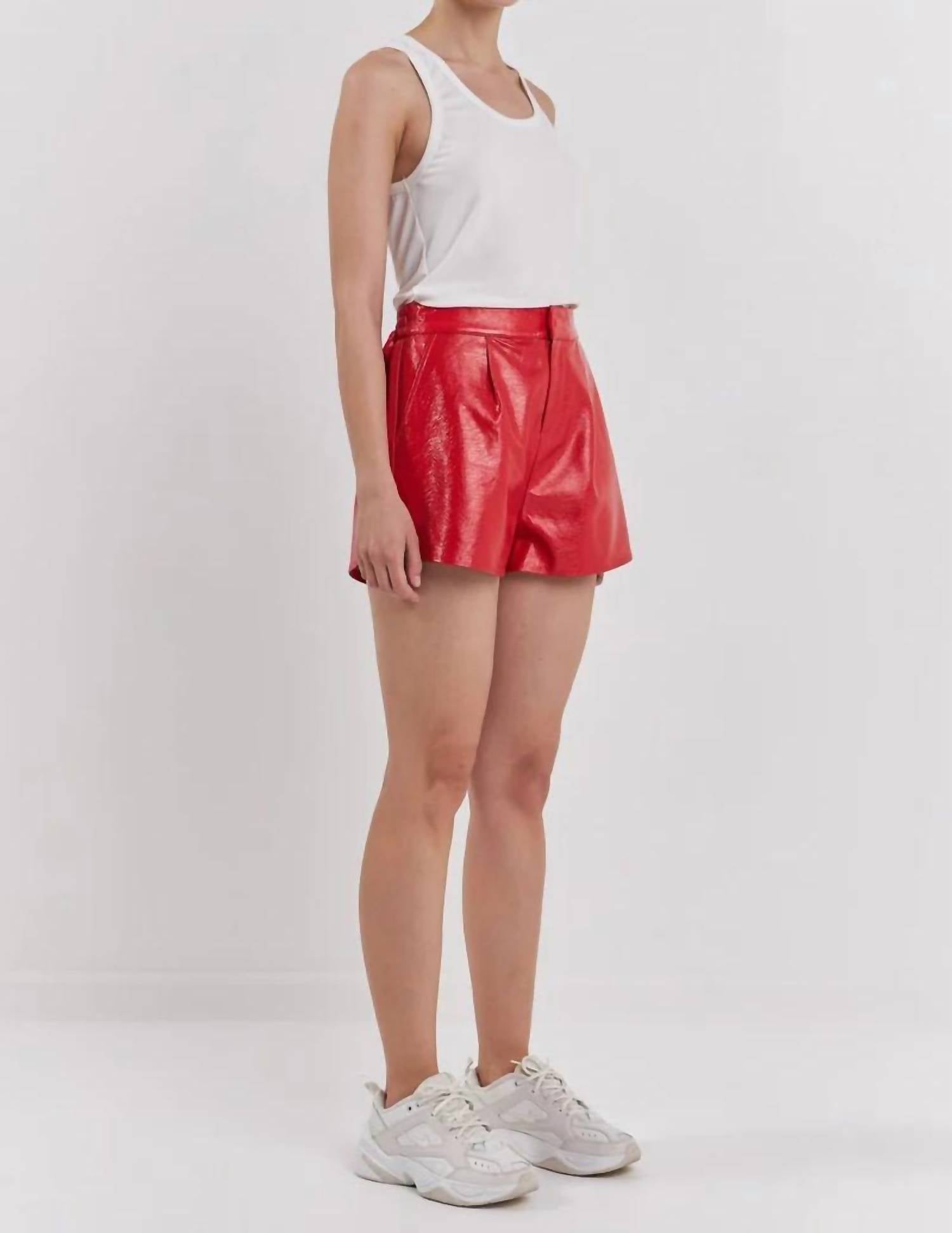 Grey Lab - High-waisted Faux Leather Short