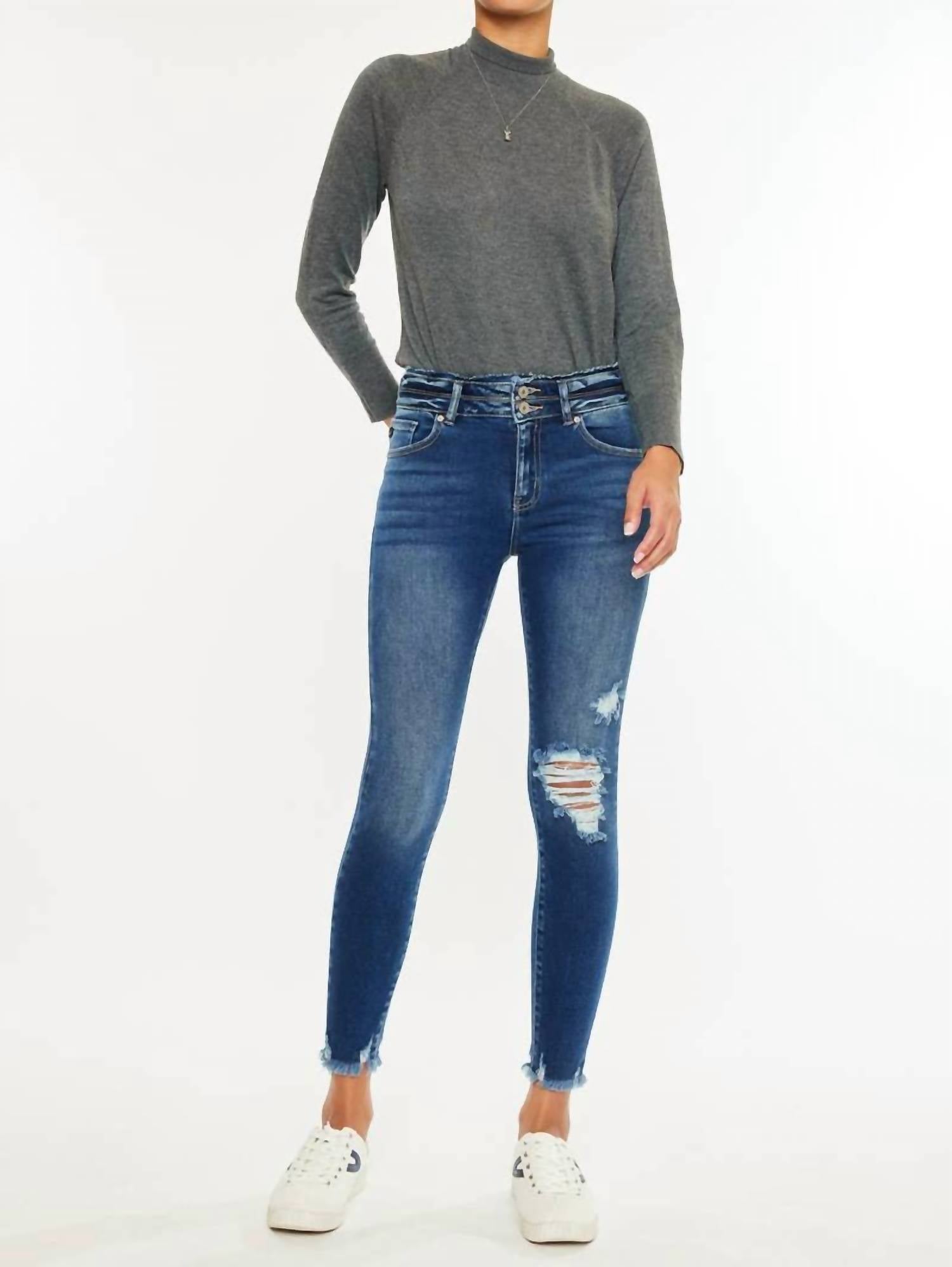 Kancan - High Rise Double Button Skinnies