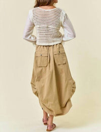 Doe And Rae - Side Tuck Detail Midi Skirt