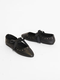 INTENTIONALLY BLANK Women's Peak Leather Ballet Flats in black - women's flats - detail view