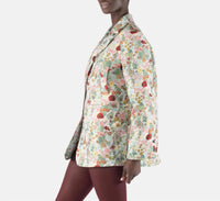 OOFWEAR Floral Jacquard Blazer Jacket in multi - women's jacket - detail view