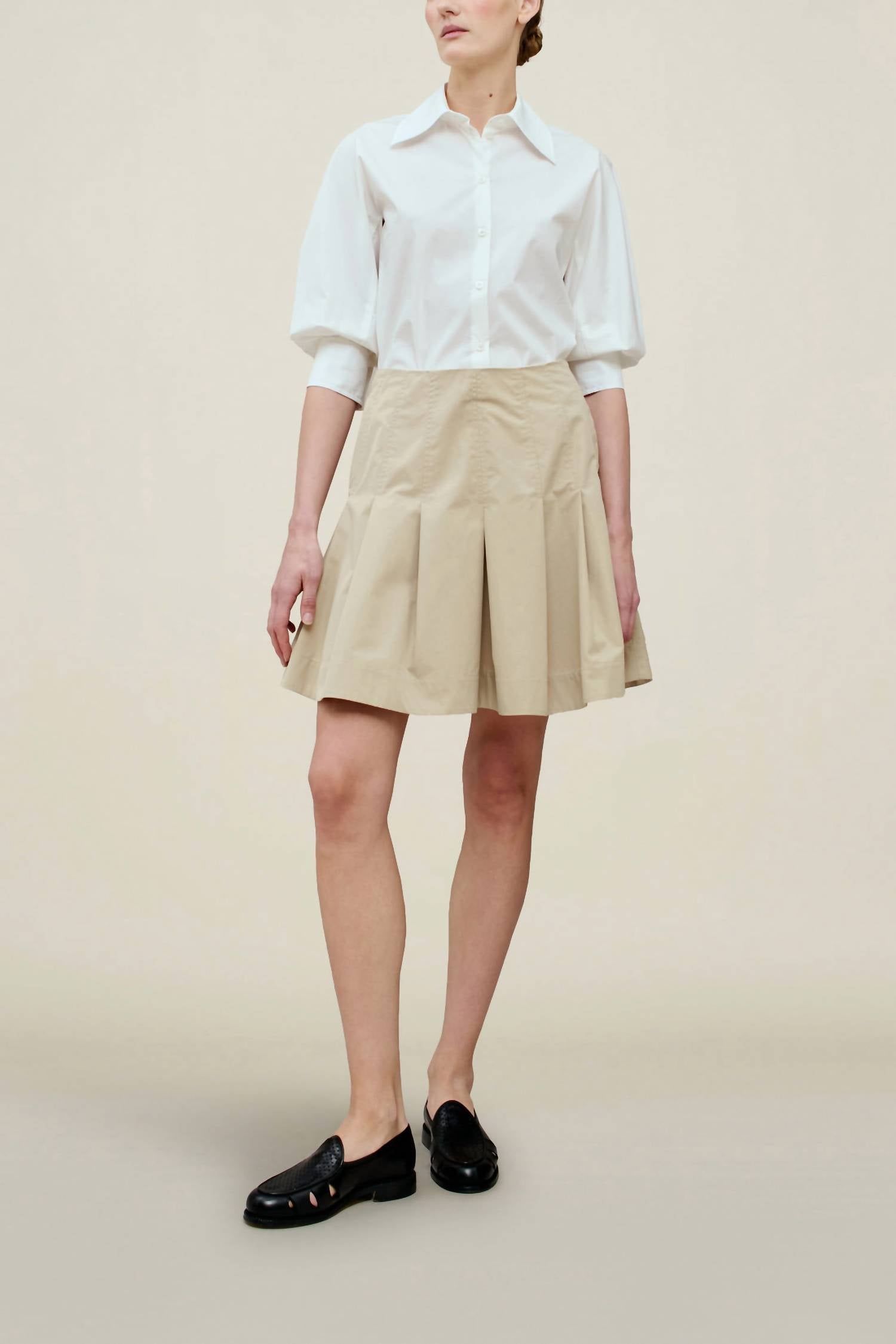 KALLMEYER Sutton Pleated Skirt in oyster - women's skirt