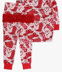 Rufflebutts - Girl's Softsnooze Ruffle Long Sleeve Pajama Set With Signature Rear Ruffles
