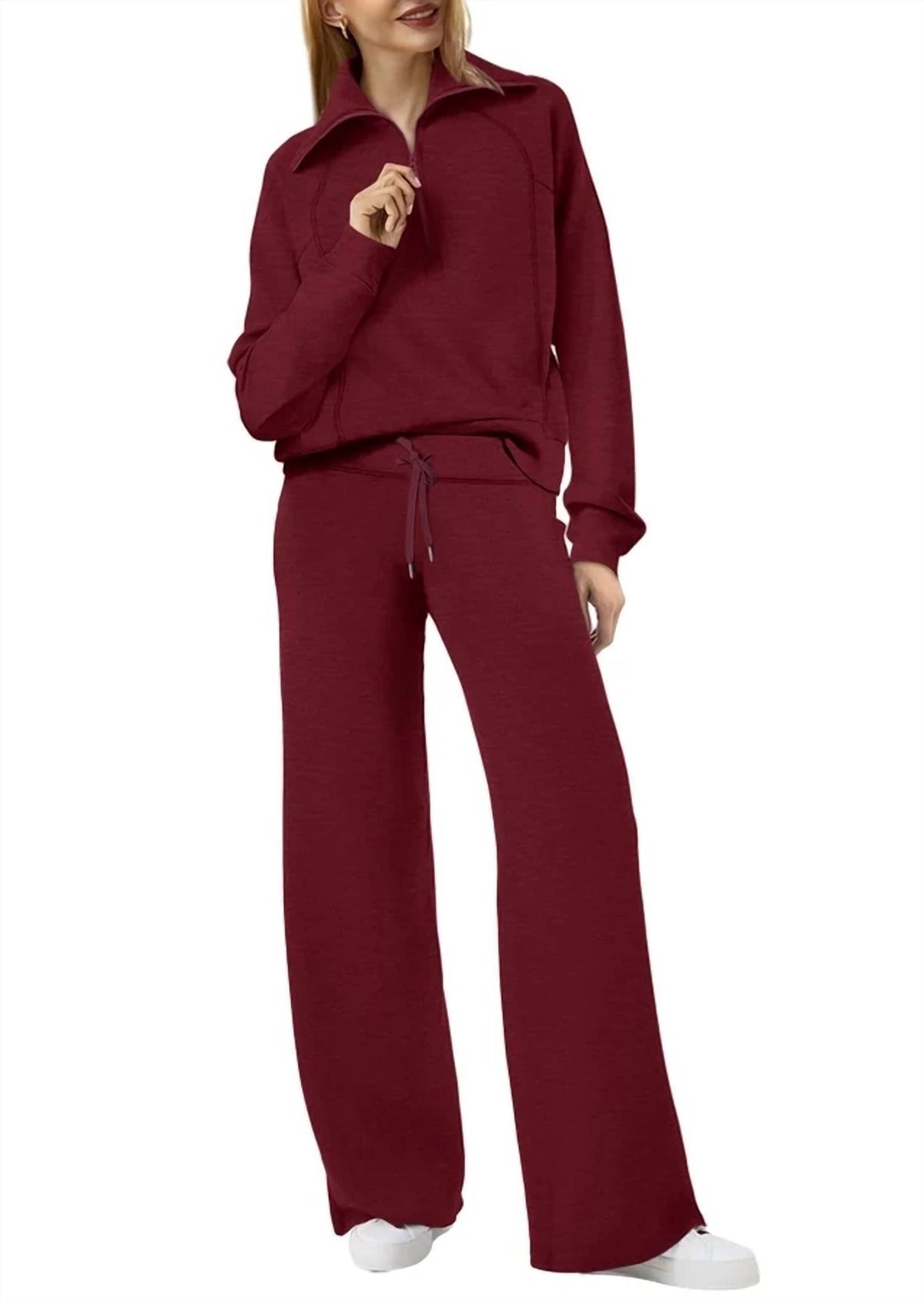 Rosa Clothing - Daily Sweat Long Sleeve Sweatshirt Wide Leg Relaxed Pants Set