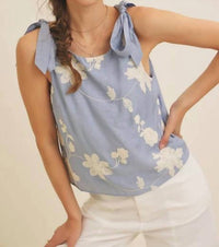 In February - Floral Embroidered Tank Top