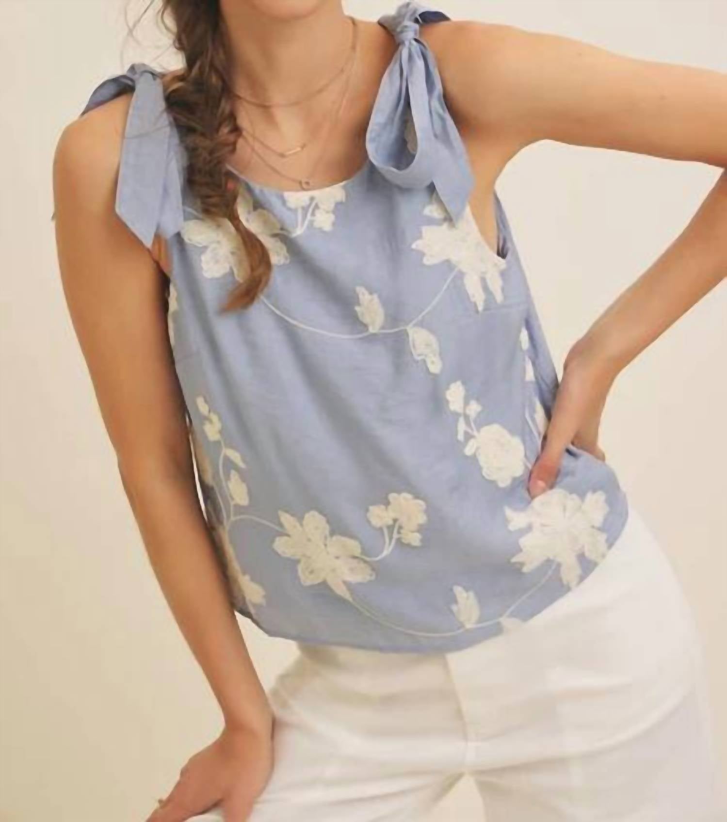 In February - Floral Embroidered Tank Top