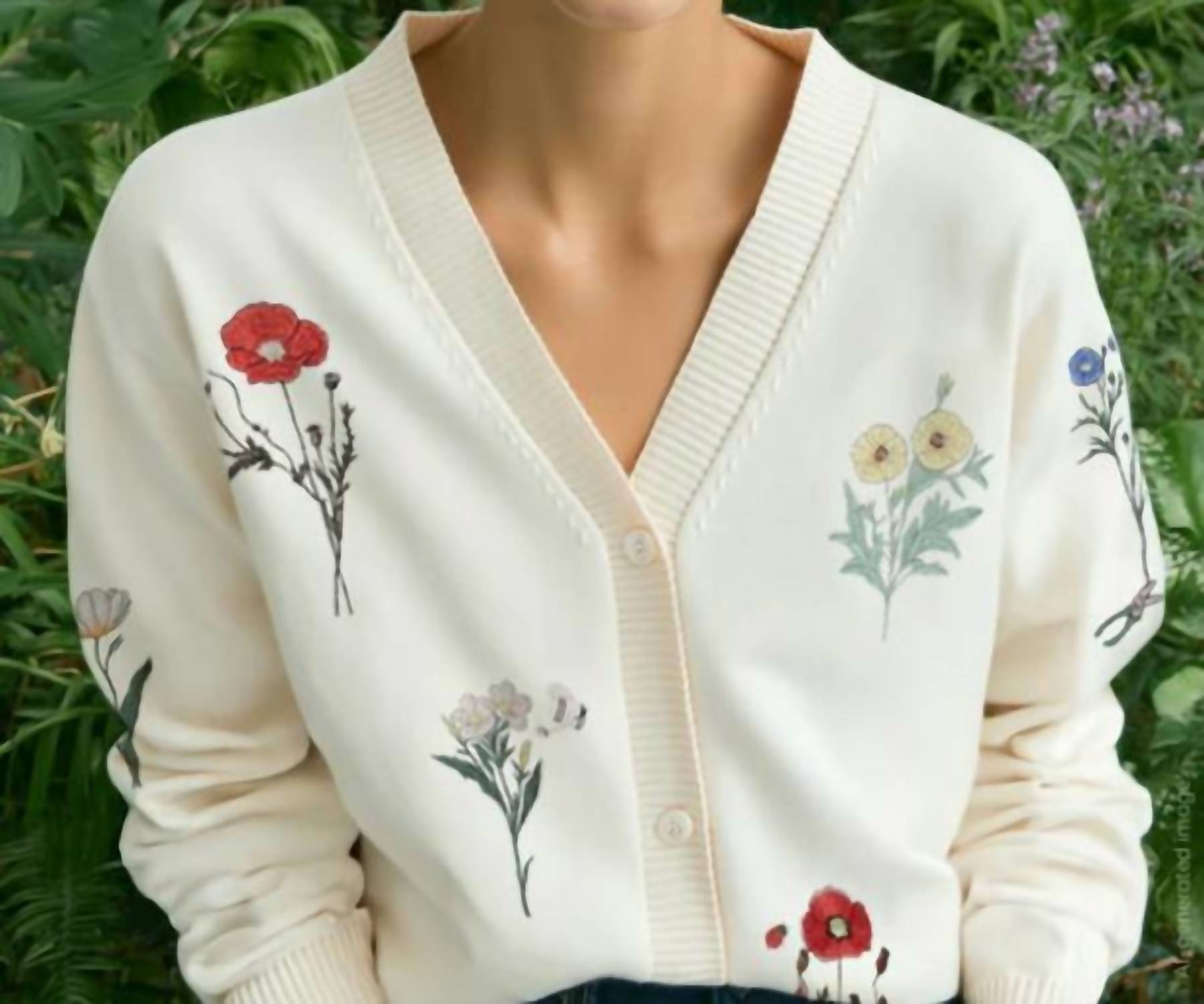 Vilagallo - Alina Raw Embroidered Flowers Cardigan