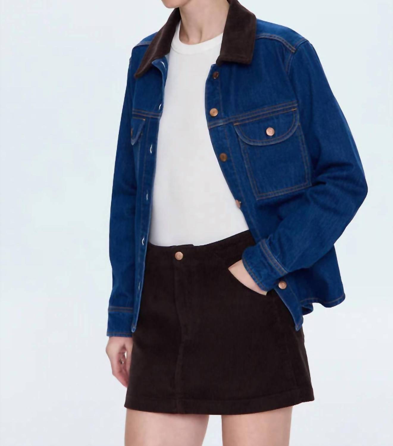 PISTOLA Devon Denim Shacket in infinity - women's jacket - alternate view