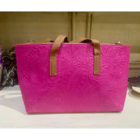 Gmce Global Trading - Women's Barco Artesanal Textured Floral Leather Tote Bag