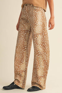 AnnieWear Oh Deer Loose Fit Barrel Jeans in light umber - women's jeans - detail view