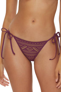 BECCA Tie Side Bikini Bottom in aubergine - women's swimwear