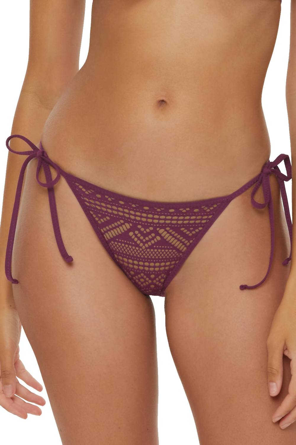BECCA Tie Side Bikini Bottom in aubergine - women's swimwear