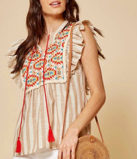 Savannah Jane - Geo Embroidered Top