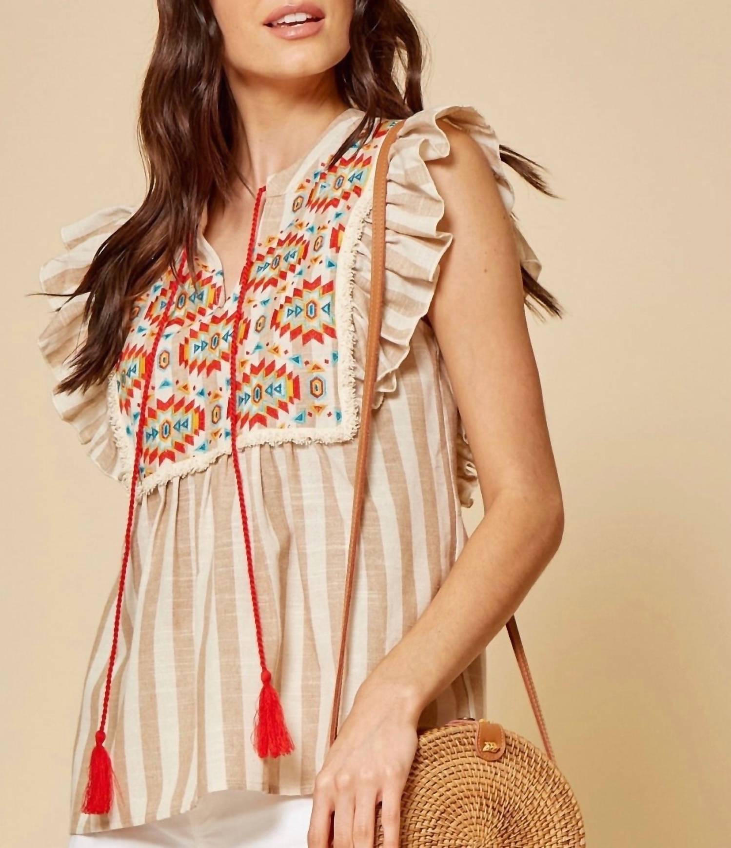 Savannah Jane - Geo Embroidered Top