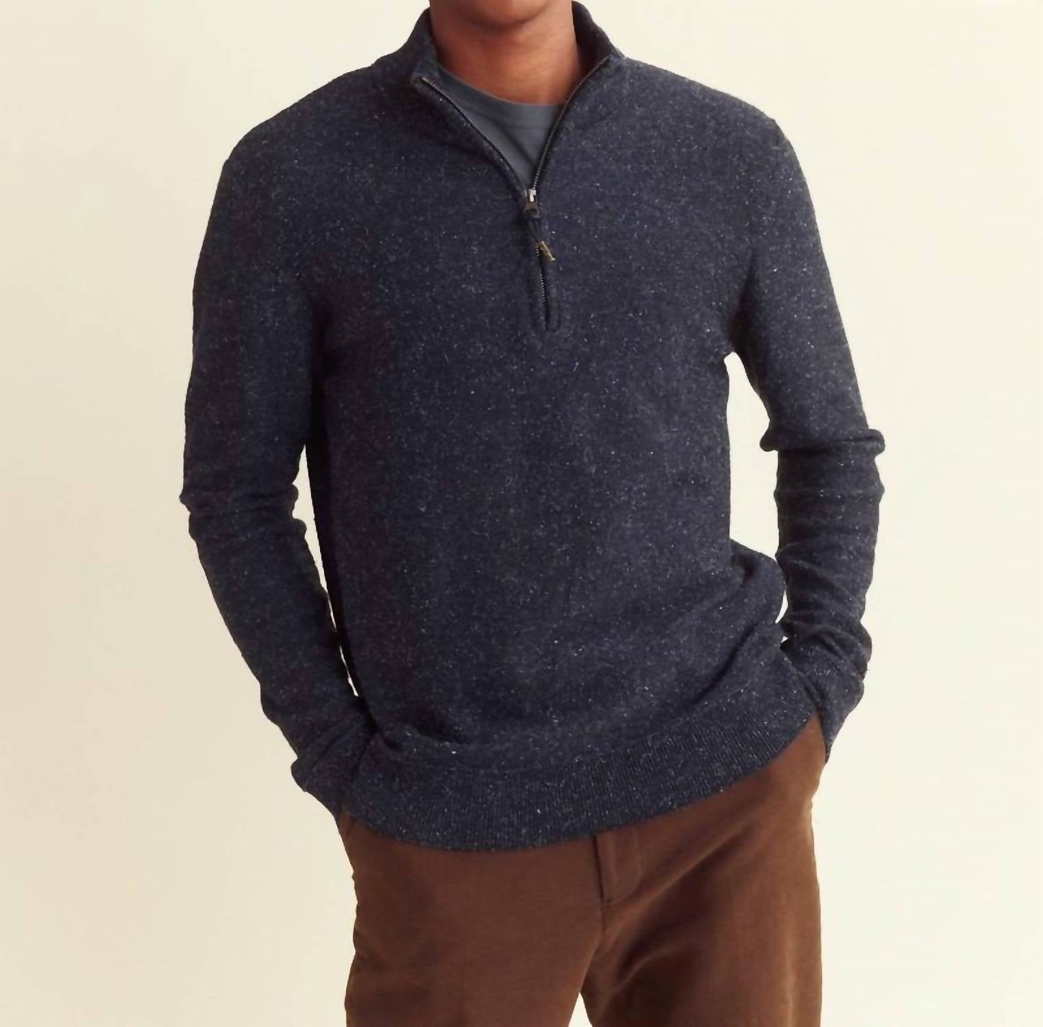 Billy Reid - Birdseye Half Zip Carbon Sweater