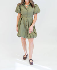 Aureum - Bubble Hem Mini Shirt Dress
