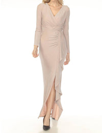 Joseph Ribkoff Shimmery Trumpet Evening Maxi Dress in rose - women's dress