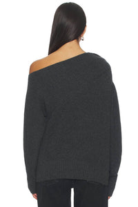 Brochu Walker Hart Off The Shoulder Sweater in dark charcoal melange - women's sweater - alternate view