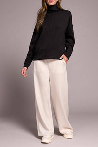 Tribal - Techno Lux Drop Shoulder Funnel Neck Knit Top