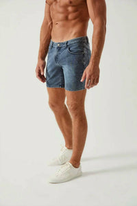 Steele - Men's Washed Denim Knit Stretch Jeans Short