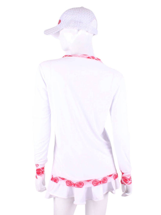 Love Love Tennis - Women's Heart Trim Long Sleeve Very Vee Tee