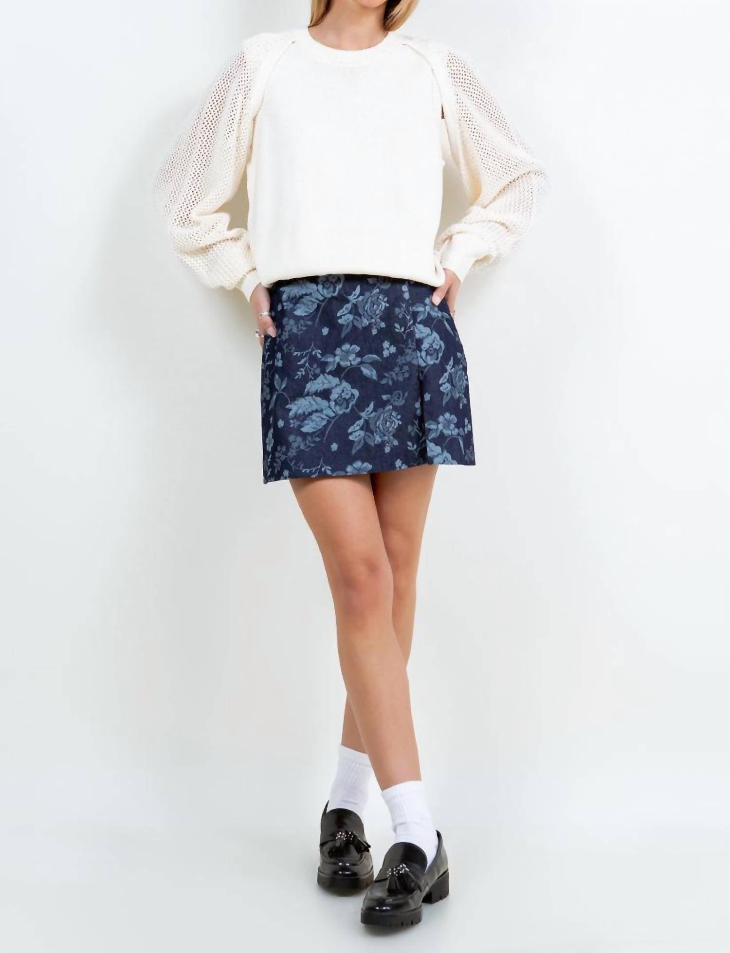 Whiteroom+Cactus - Bolero Eyelet Crewneck Sweater