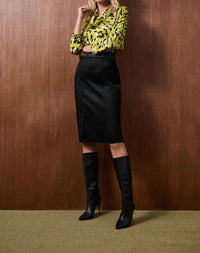 Joseph Ribkoff - Scuba Suede Pull On Leatherette Pencil Skirt
