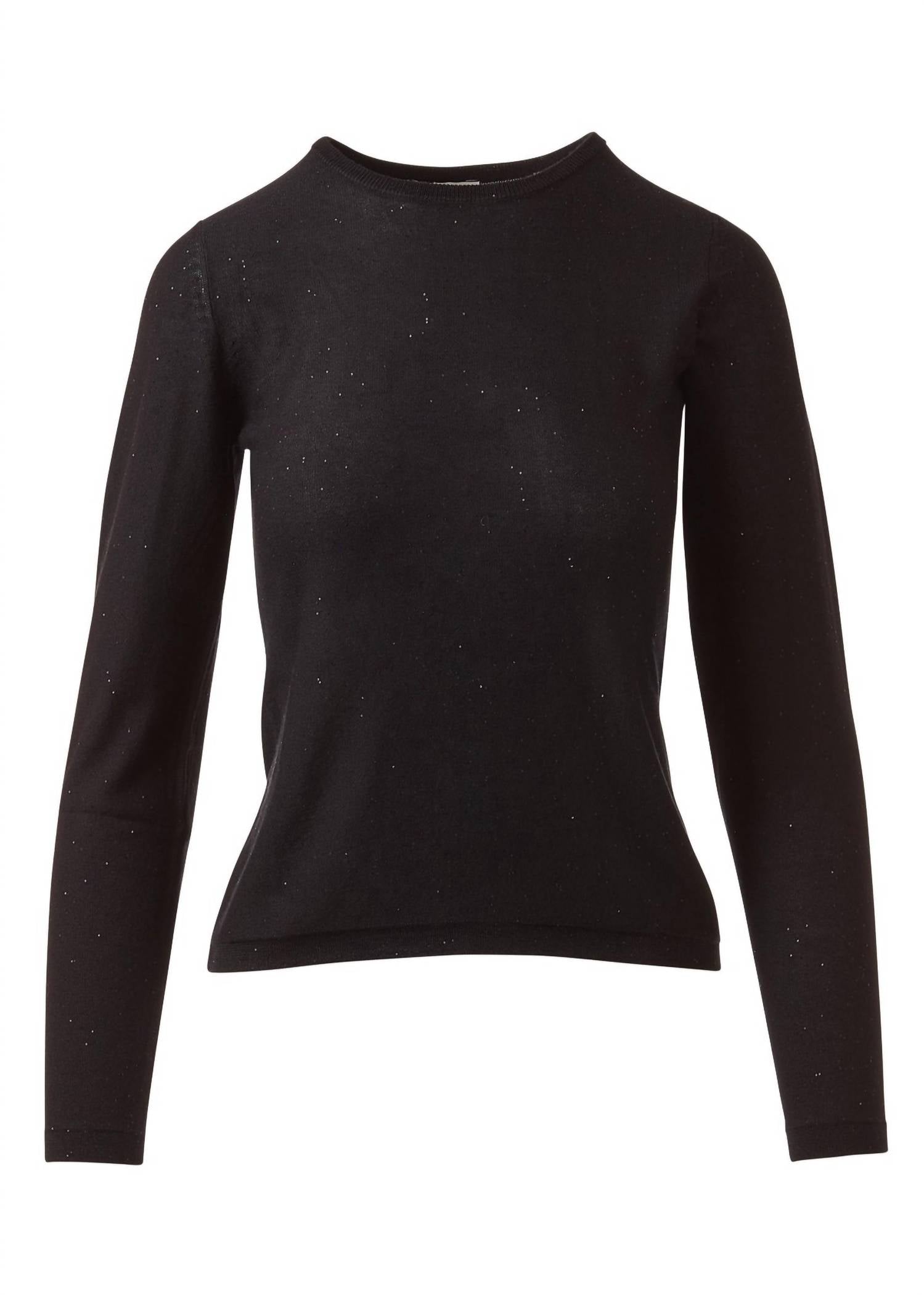 Kinross Sequin Crew Top in black - women's long sleeve top - alternate view