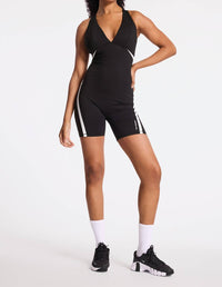 Bandier - V-neck Plunge Contrast Short Catsuit