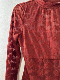 needii Women's Ellie Lace Bodysuit in red - women's shirt - detail view
