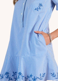 Current Air - Striped Embroidered Mini Shirt Dress