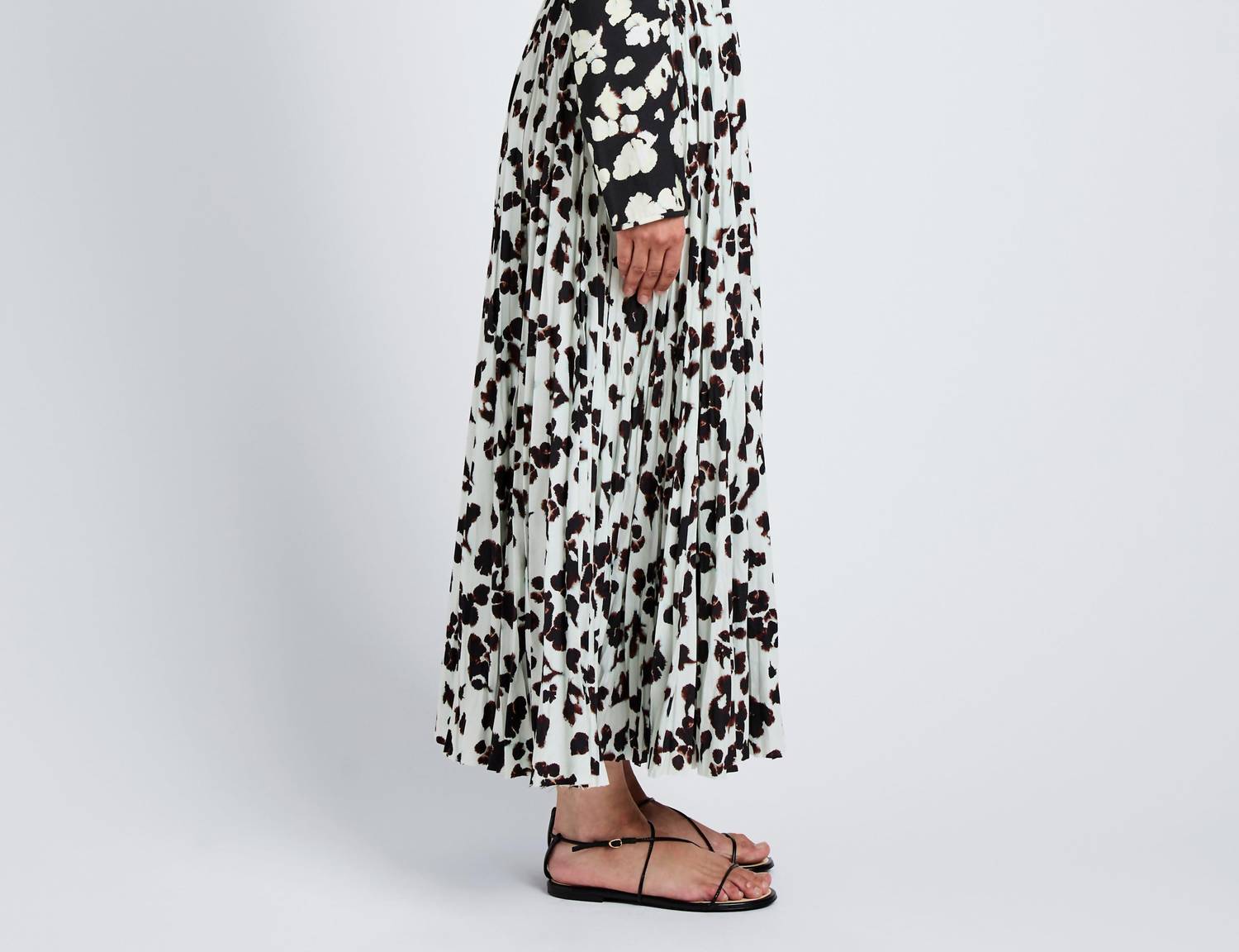 Proenza Schouler Runa Midi Skirt in acqua floral - women's skirt - detail view