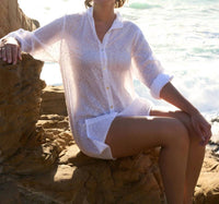 Blueberry - Sheer Button Up Tunic