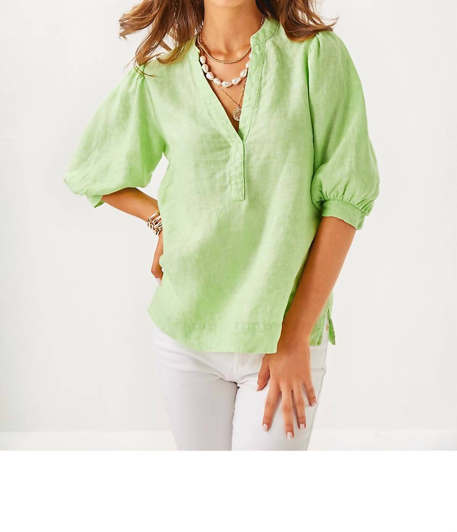 Lilly Pulitzer - Mialeigh Elbow Sleeve Linen Top