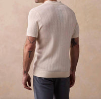 The Normal Brand Robles Textured Knit Polo Top in ivory - men's shirt - alternate view