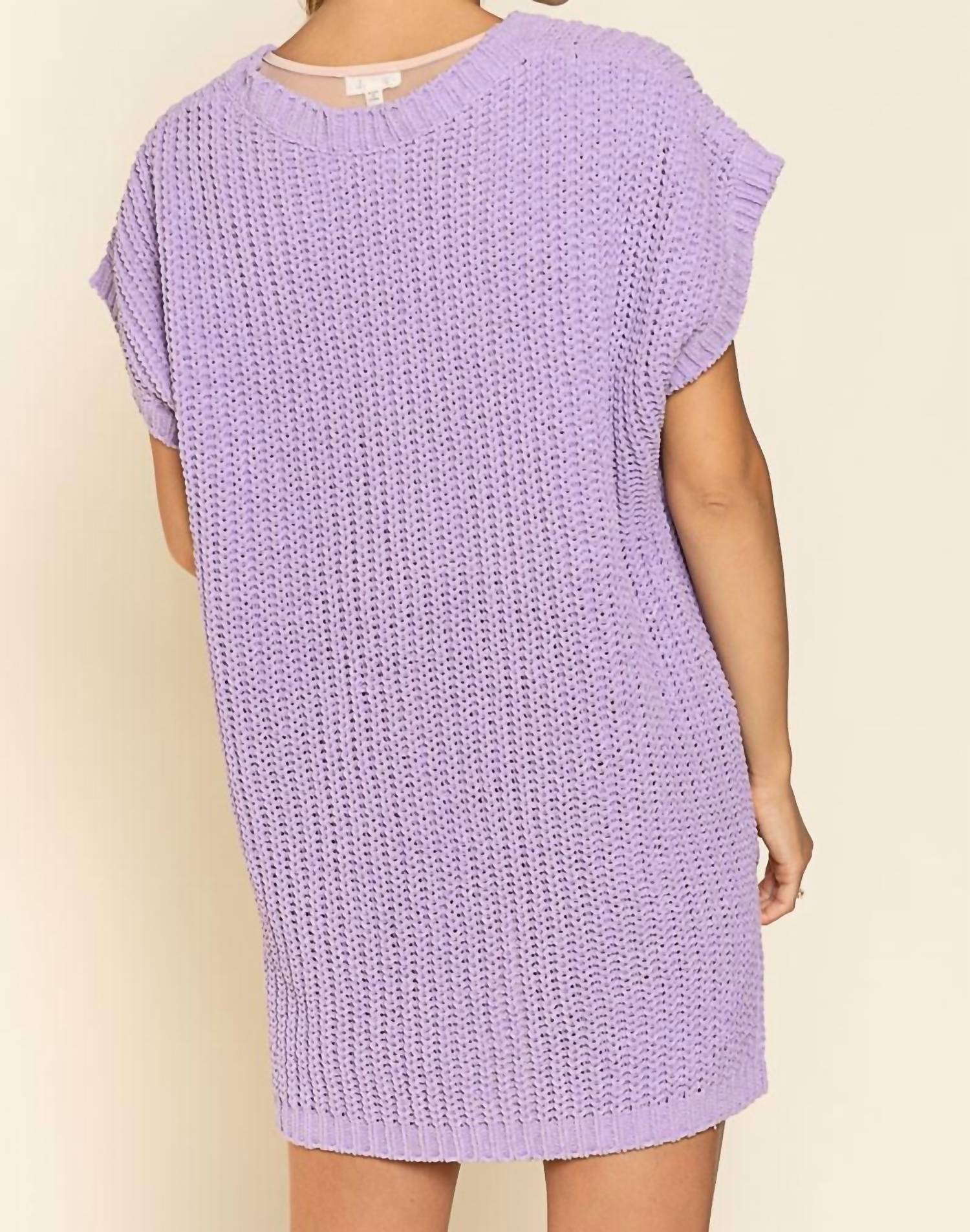Pol - High-low Short Sleeve Chenille Sweater