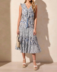 Tribal - Printed V Neck Midi Dress