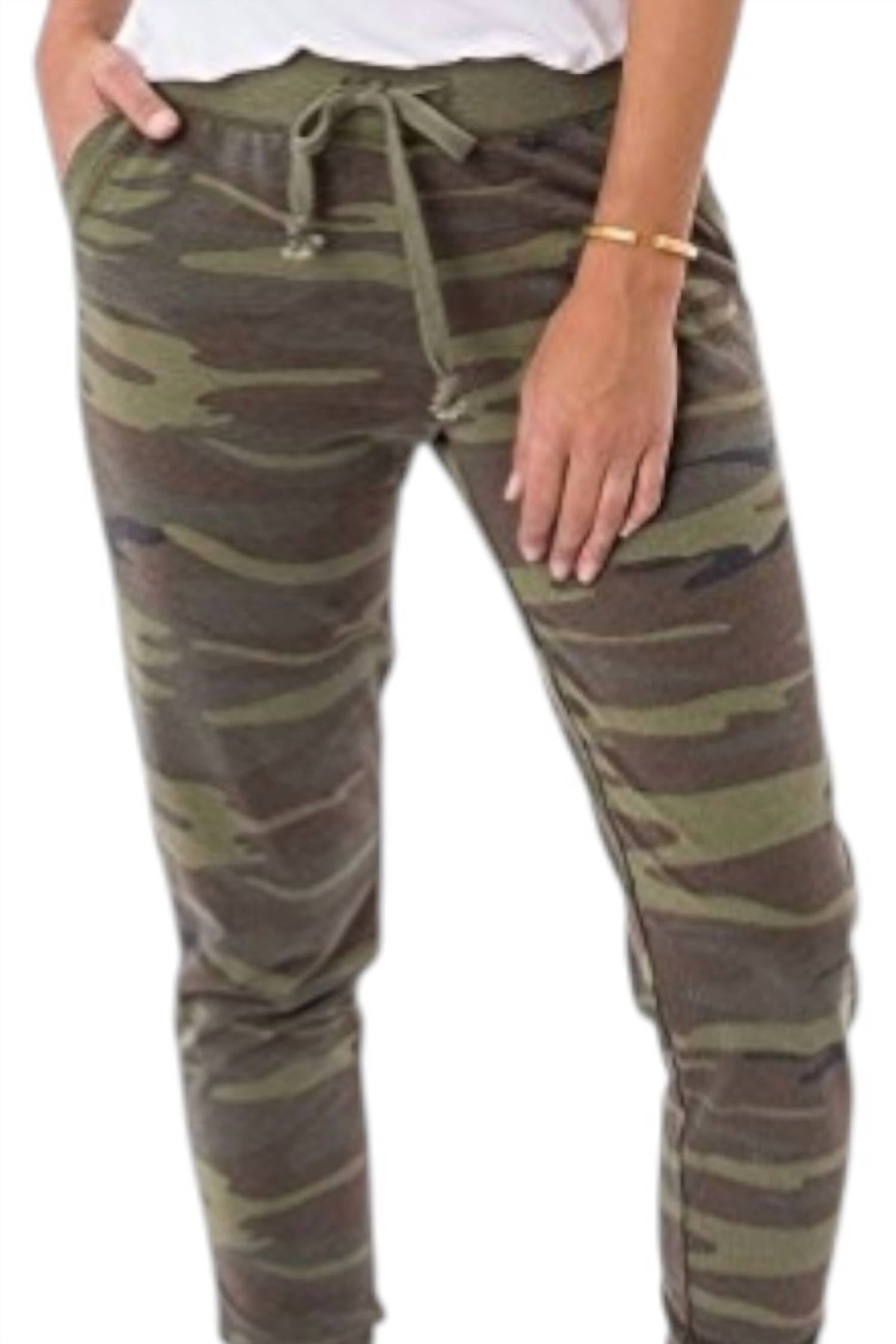 Z Supply Relaxed Fit Camo Jogger in green - women's pants - detail view